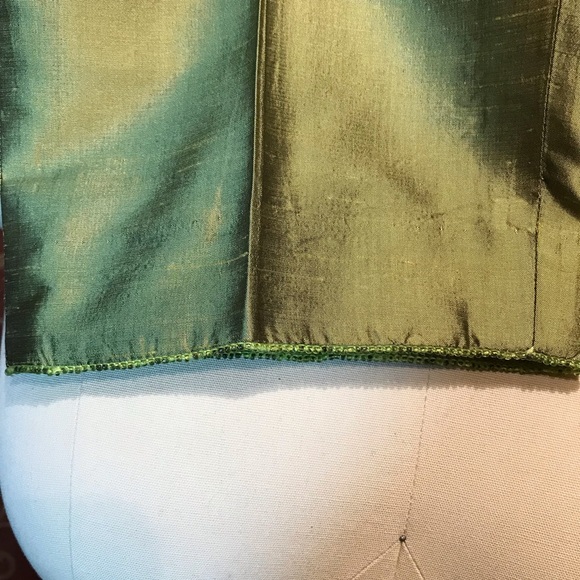 Dana Buchman Green Silk Party Pants Beaded Hem - Picture 5 of 8